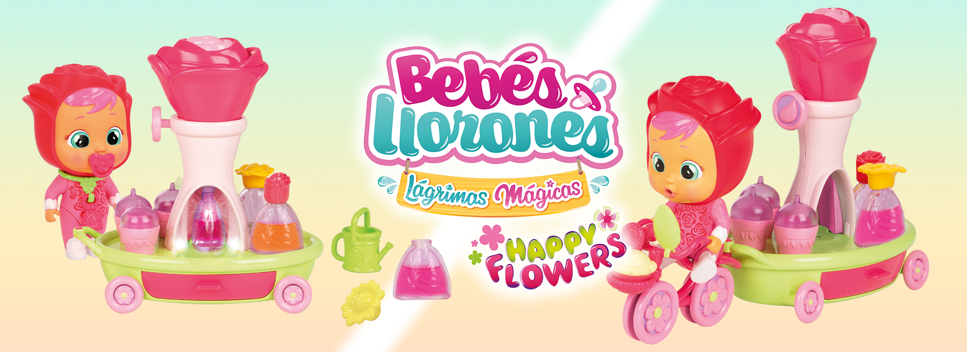  BEBÉS LLORONES LÁGRIMAS MÁGICAS Happy Flowers  Mini bebé llorón  Sorpresa que llora Lágrimas de verdad y huele a Flor con 9 Accesorios -  Muñeca para niñas y niños +3 Años